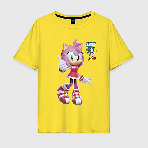 Мужская футболка оверсайз Sonic Amy Rose Video game / Желтый – фото 1