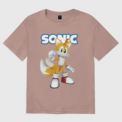 Футболка оверсайз мужская Майлз Тейлз Прауэр Sonic Видеоигра, цвет: пыльно-розовый
