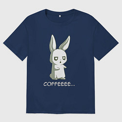 Футболка оверсайз мужская Заяц хочет кофе, цвет: тёмно-синий