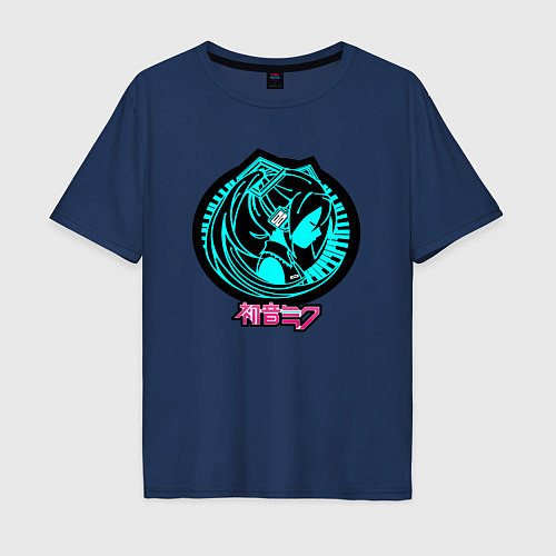 Мужская футболка оверсайз Hatsune Miku Silhouette / Тёмно-синий – фото 1