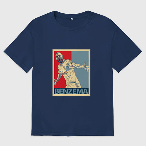 Мужская футболка оверсайз Madrid - Benzema / Тёмно-синий – фото 1