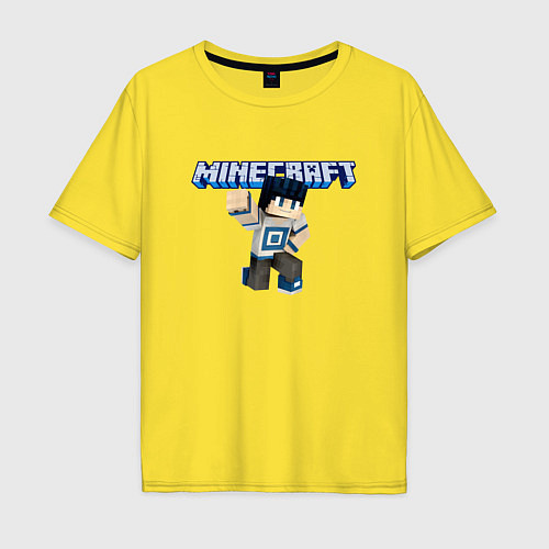 Мужская футболка оверсайз Minecraft Hero Video game Pose / Желтый – фото 1