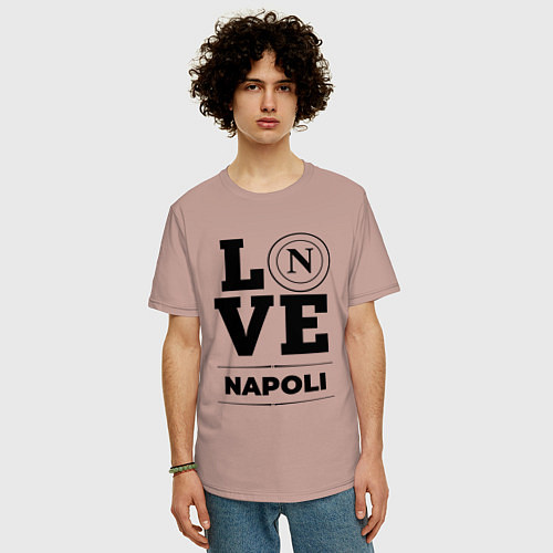 Мужская футболка оверсайз Napoli Love Классика / Пыльно-розовый – фото 3
