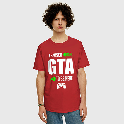 Мужская футболка оверсайз GTA I Paused / Красный – фото 3