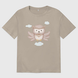 Мужская футболка оверсайз Милый Совёнок Летает Высоко