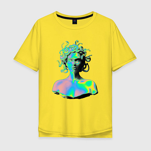 Мужская футболка оверсайз Gorgon Medusa Vaporwave Neon / Желтый – фото 1