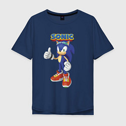 Футболка оверсайз мужская Sonic Hedgehog Video game!, цвет: тёмно-синий