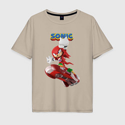 Футболка оверсайз мужская Knuckles Echidna Sonic Video game Ехидна Наклз Вид, цвет: миндальный