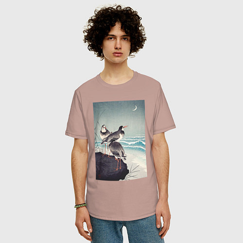 Мужская футболка оверсайз Snipes at the Shore / Пыльно-розовый – фото 3