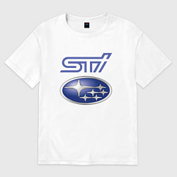 Футболка оверсайз мужская SUBARU STI FS, цвет: белый