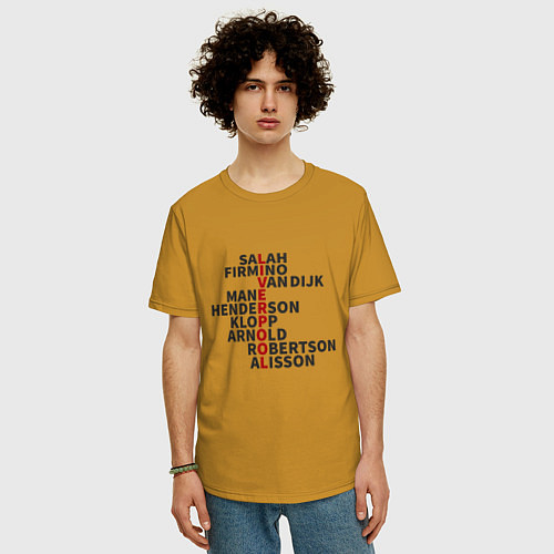 Мужская футболка оверсайз Liverpool Players / Горчичный – фото 3