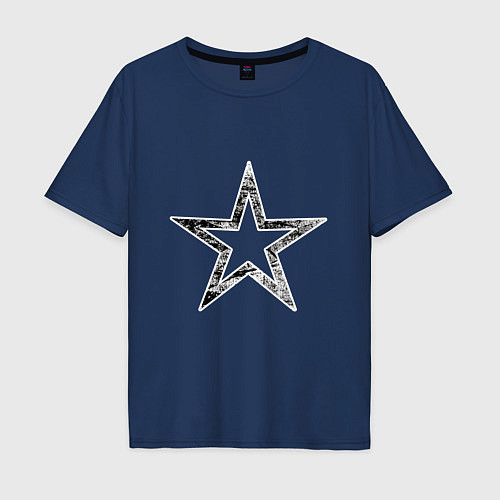 Мужская футболка оверсайз Звезда star / Тёмно-синий – фото 1