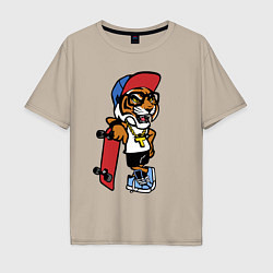 Мужская футболка оверсайз Tiger Cool dude Skateboarding Extreme Тигр Крутой
