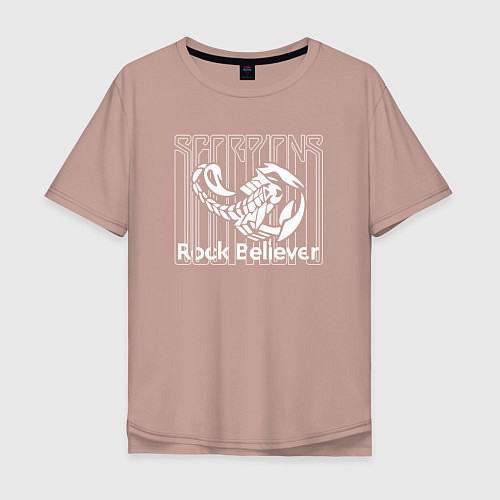 Мужская футболка оверсайз Rock Believer Scorpions / Пыльно-розовый – фото 1