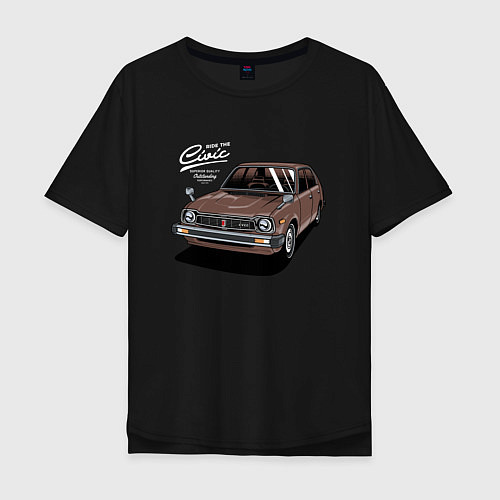 Мужская футболка оверсайз Ретро - автомобиль Классика / Черный – фото 1