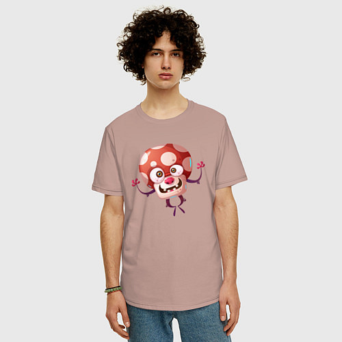 Мужская футболка оверсайз Живой гриб мухомор / Пыльно-розовый – фото 3