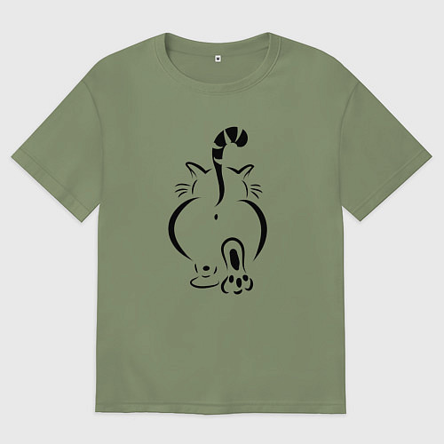 Мужская футболка оверсайз Очень-очень важный кот / Авокадо – фото 1