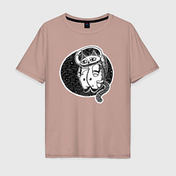 Мужская футболка оверсайз Космический кот астронавт