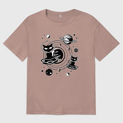 Мужская футболка оверсайз Коты пришельцы в космосе
