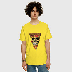 Футболка оверсайз мужская Pizza - Skull, цвет: желтый — фото 2