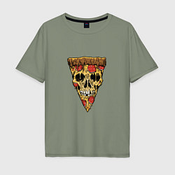 Мужская футболка оверсайз Pizza - Skull