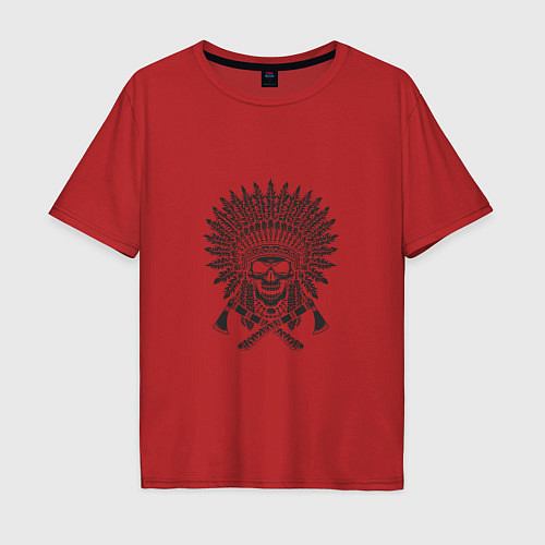 Мужская футболка оверсайз Skull Indian / Красный – фото 1