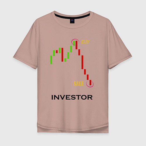 Мужская футболка оверсайз Investor / Пыльно-розовый – фото 1