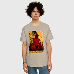 Футболка оверсайз мужская CHAINSAW MAN DENJI, цвет: миндальный — фото 2