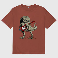 Мужская футболка оверсайз Динозавр рокер
