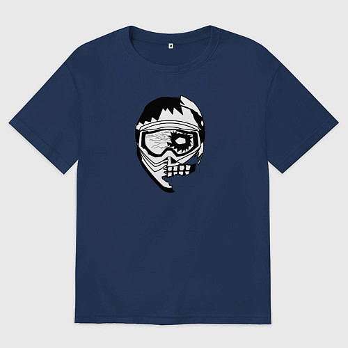 Мужская футболка оверсайз Zombie rider / Тёмно-синий – фото 1