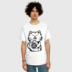 Футболка оверсайз мужская JDM Cat & Engine Japan, цвет: белый — фото 2