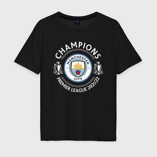 Мужская футболка оверсайз Manchester City Champions 2122 / Черный – фото 1