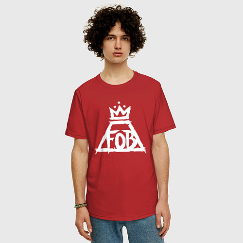 Мужская футболка оверсайз Fall Out Boy FOB logo / Красный – фото 3
