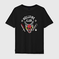 Футболка оверсайз мужская Hellfire Club Sticker Stranger Things 4, цвет: черный