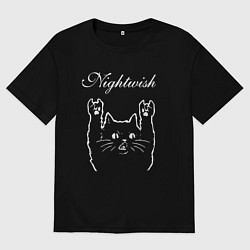 Мужская футболка оверсайз Nightwish Рок Кот