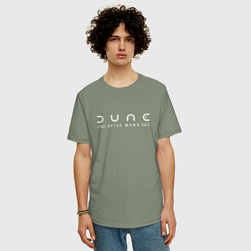 Мужская футболка оверсайз Dune: Spice Wars white logo / Авокадо – фото 3