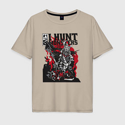 Мужская футболка оверсайз Monster hunter warrior comic
