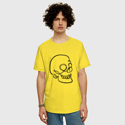 Футболка оверсайз мужская Череп Лайн Арт Skull Line Art, цвет: желтый — фото 2