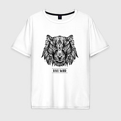 Футболка оверсайз мужская Тигр в стиле Мандала Mandala Tiger Live Wild, цвет: белый