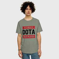 Футболка оверсайз мужская Dota: таблички Ultimate и Best Player, цвет: авокадо — фото 2