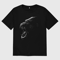 Футболка оверсайз мужская Оскал гориллы, цвет: черный