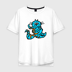 Футболка оверсайз мужская Синий котенок, цвет: белый