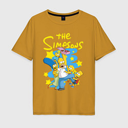 Футболка оверсайз мужская The SimpsonsСемейка Симпсонов, цвет: горчичный