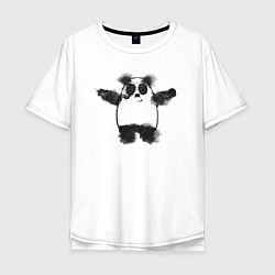 Футболка оверсайз мужская Акварельная панда, цвет: белый
