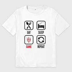 Футболка оверсайз мужская Eat Sleep The Witcher Repeat, цвет: белый