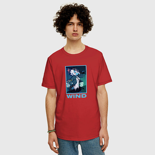 Мужская футболка оверсайз Девушка голубого ветра Zenless Zone Zero / Красный – фото 3