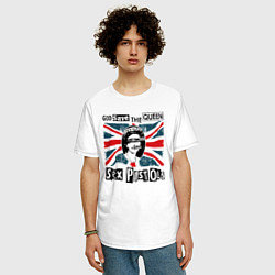 Футболка оверсайз мужская Sex Pistols - God Save The Queen, цвет: белый — фото 2