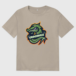 Футболка оверсайз мужская Крокодил Дракон, цвет: миндальный