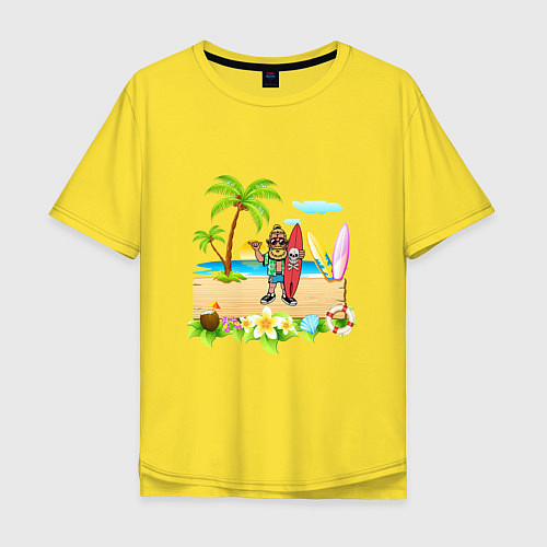 Мужская футболка оверсайз HIPPIES BY THE SEA / Желтый – фото 1