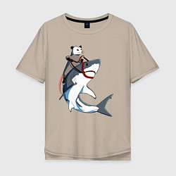 Мужская футболка оверсайз Опоссум верхом на акуле